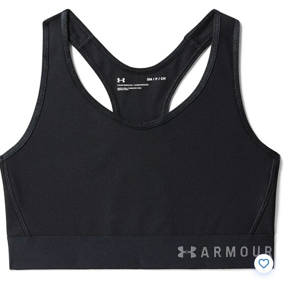 Under Armour Mid Keyhole Sports Bra Black Medium Compression Fit (Fits Small) - Picture 1 of 6